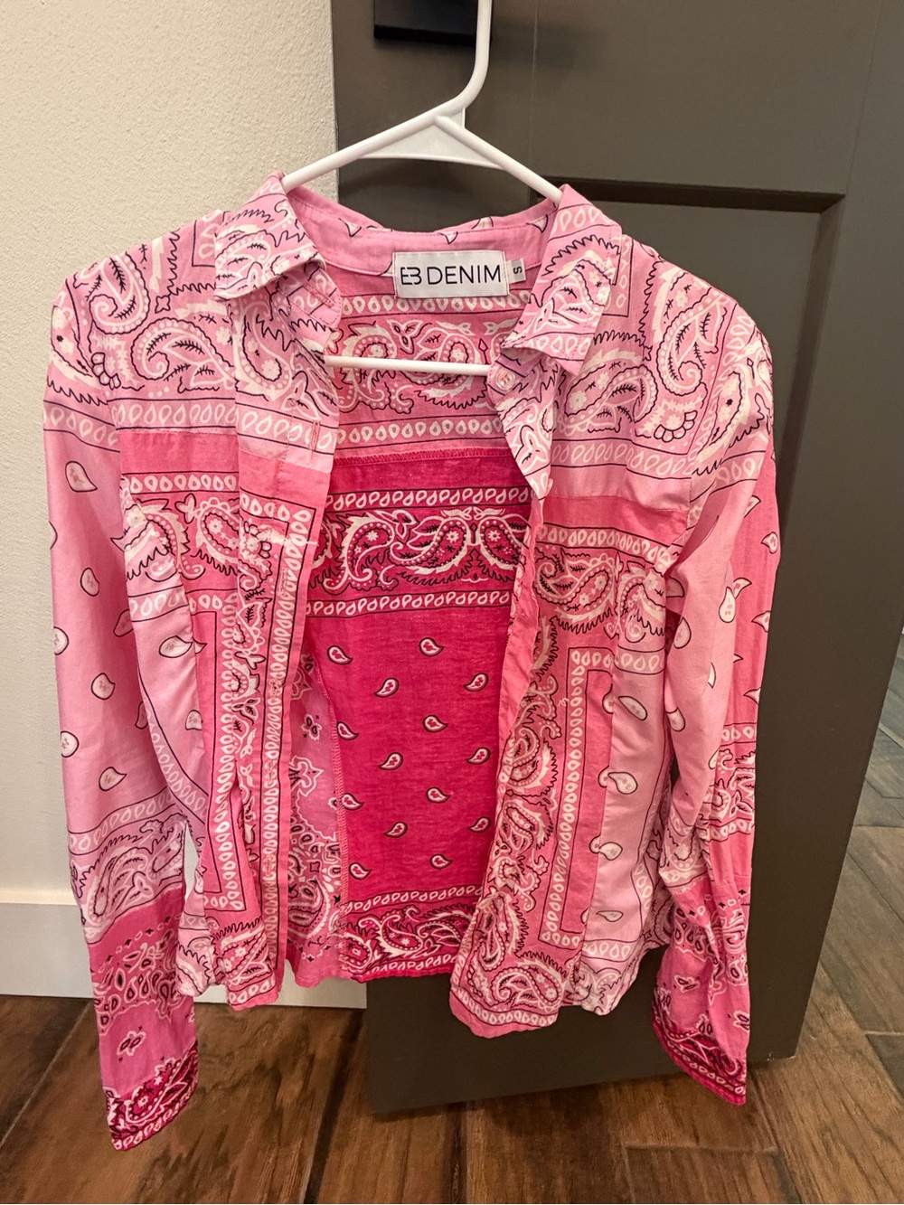 EB Denim Pink Bandana Print Button-Up Shirt